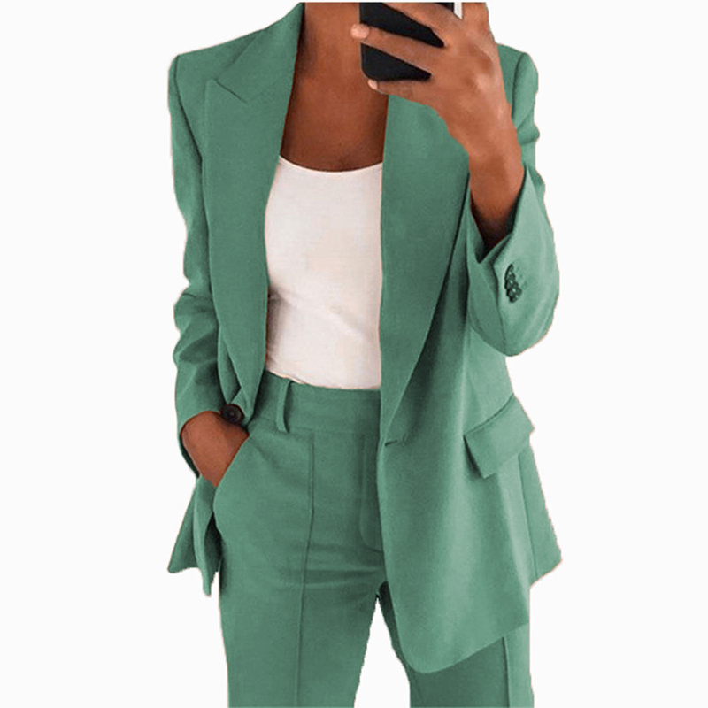 Women's new fashion button slim lapel cardigan temperament blazer suit_autovado.com