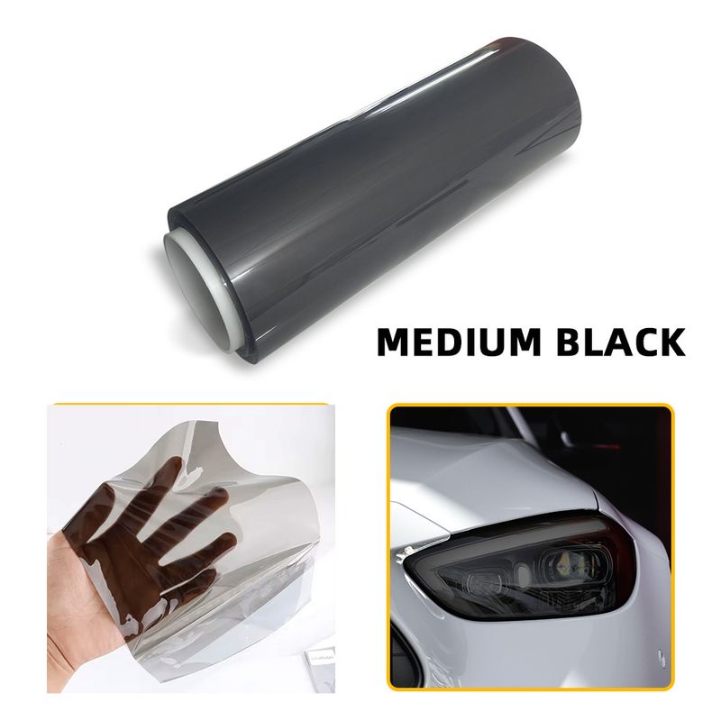 0.3*15M TPU Self-healing Anti-scratch Gray Headlight Black Taillight Dark Transparent Light Film Protection_autovado.com