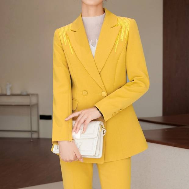 Women's Clothing Small Suit Goddess Fan Sequins Fashion Temperament Host Work Clothes_autovado.com