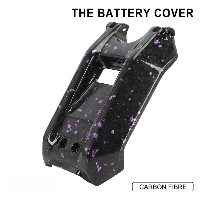 Universal Motorcycle Carbon Fiber Battery Cover - Lightweight Floral Design For Custom Bike Styling (Black/Green, Black/Gold, Black/Purple)_autovado.com
