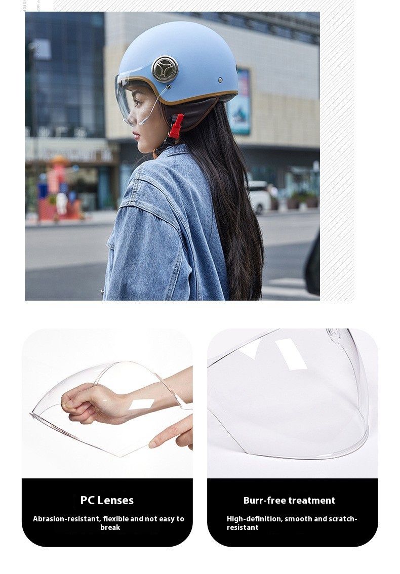 3/4 Motorcycle Helmet With Bluetooth & Cat-Ear Design – Lightweight ABS Shell, 3C Certified, Transparent Visor (Unisex Adult)_autovado.com