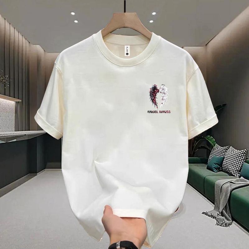 Men's Clothing style handsome heavy short sleeved T shirt for young men and women in summer new ins street loose round neck top_autovado.com