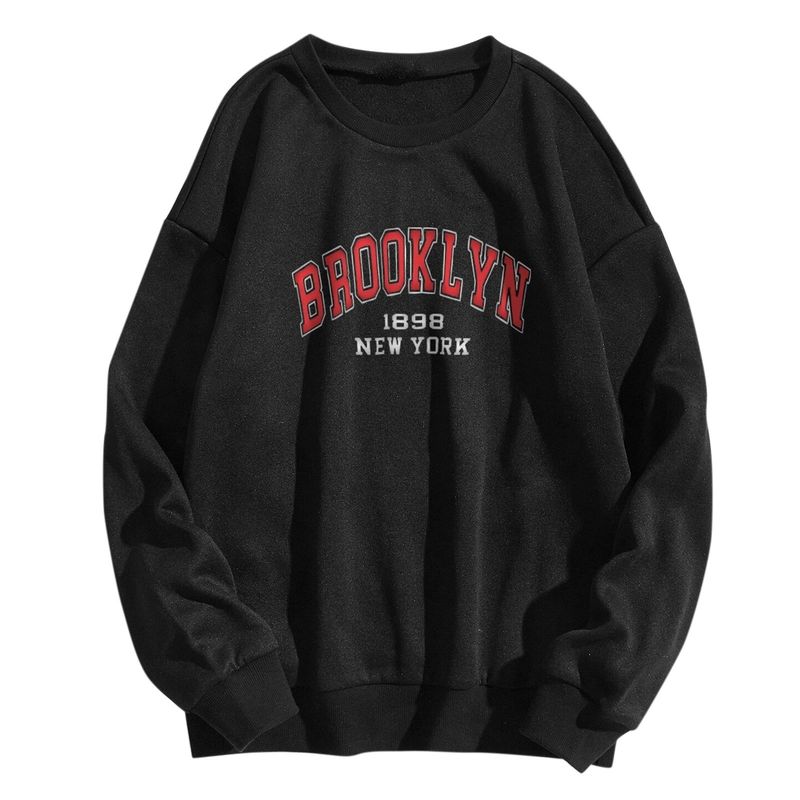 Women's Clothing 2024 autumn new round neck long sleeve letter women's casual outer wear plus velvet large size sweater tops women _autovado.com