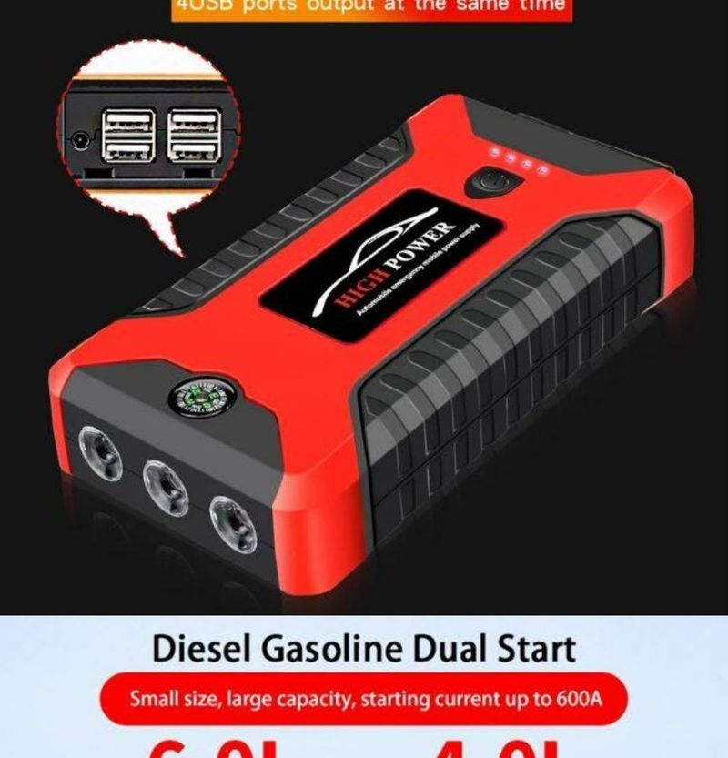 99800mAh 68800mAh 12v Car Jump Starter Powerbank Emergency Power Bank LED With Tire Pump Inflator 4 USB Phone Portable_autovado.com