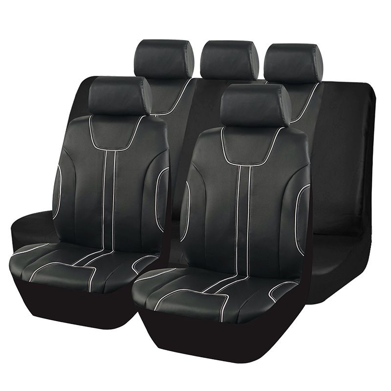 The new car seat cover classic black PVC inlay line design sense personality simple atmosphere_autovado.com
