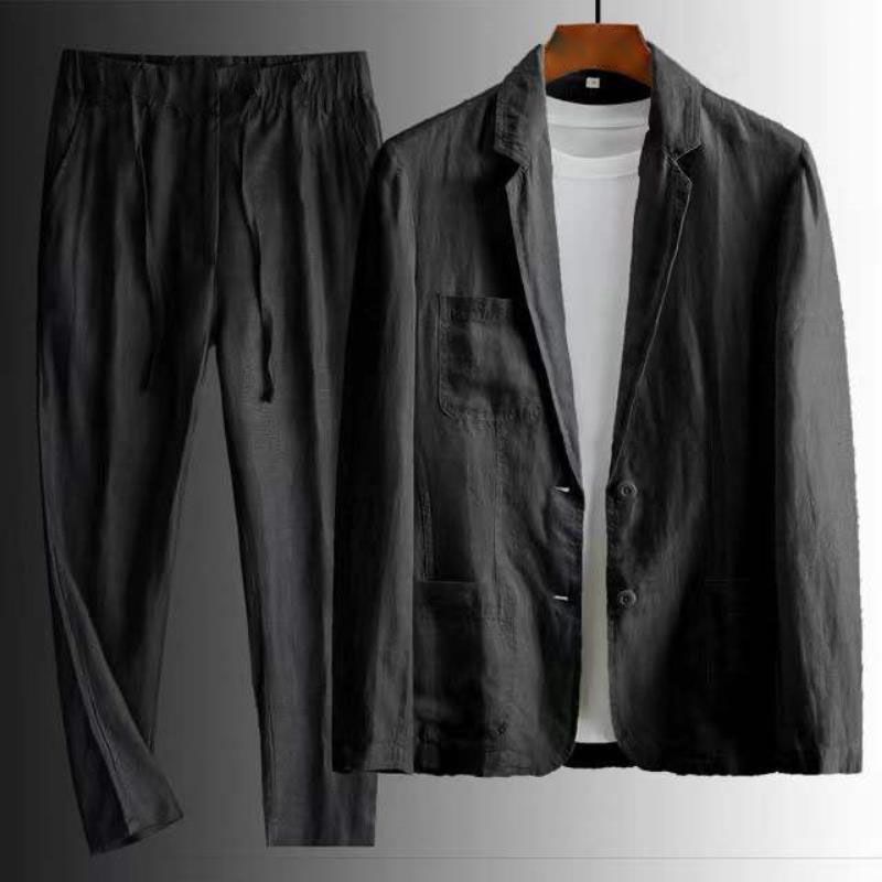 Men's Clothing 2026 New Simple Casual Linen Suit For Men Spring And Summer Thin Style Youth Korean Style Fashion Summer Loose Handsome Two-Piece Suit_autovado.com