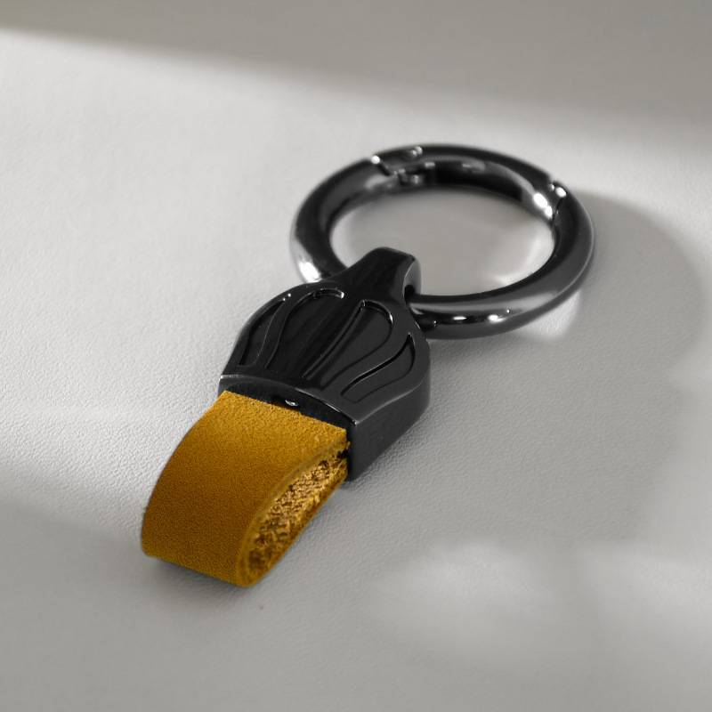 Crown Frosted Cowhide Car Keychain Light Luxury Men And Women Ring Keychain Laser Engraved Genuine Leather Pendant_autovado.com