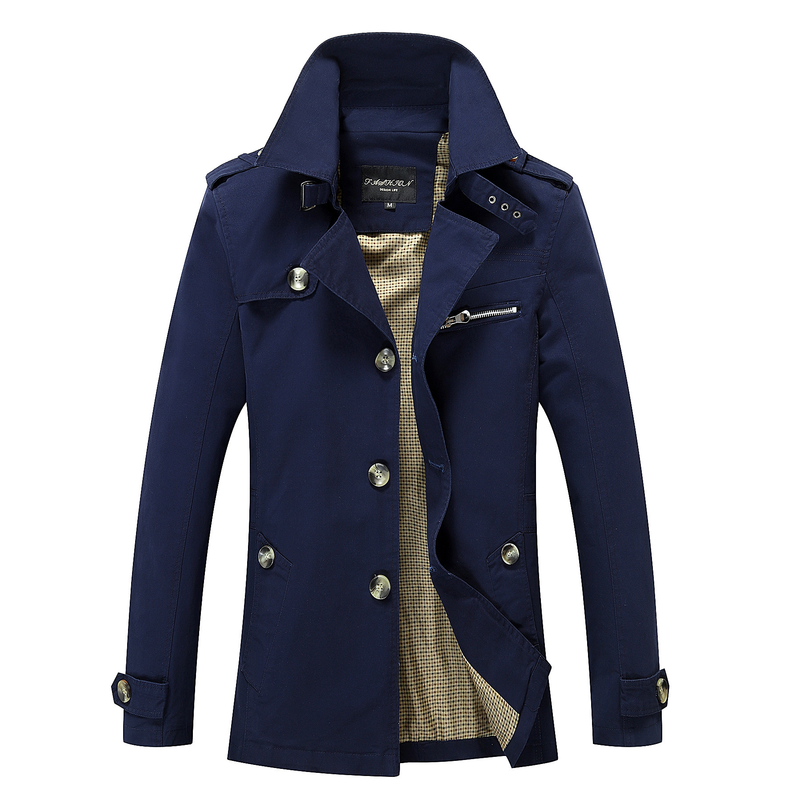 Men's Clothing Men's Casual Windbreaker Mid-length Men's Coat_autovado.com