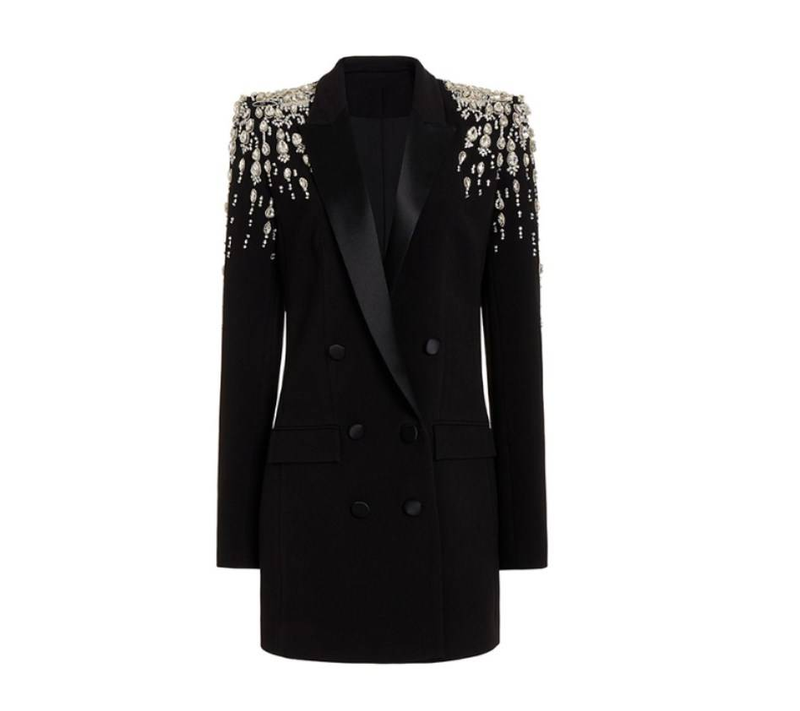 Women's fashion beaded and diamond-studded slim-fit suit jacket_autovado.com