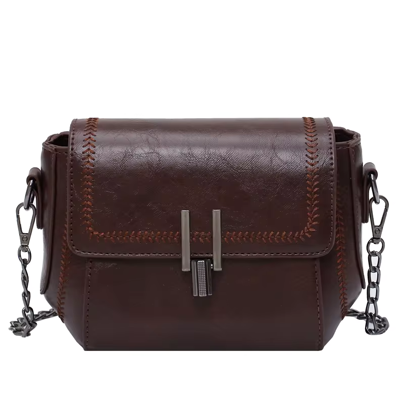 Vintage Trend Women's Crossbody Bag Chain Hasp Zipper PU Leather Square Shoulder Bags Chic Lady Versatile Pack_autovado.com