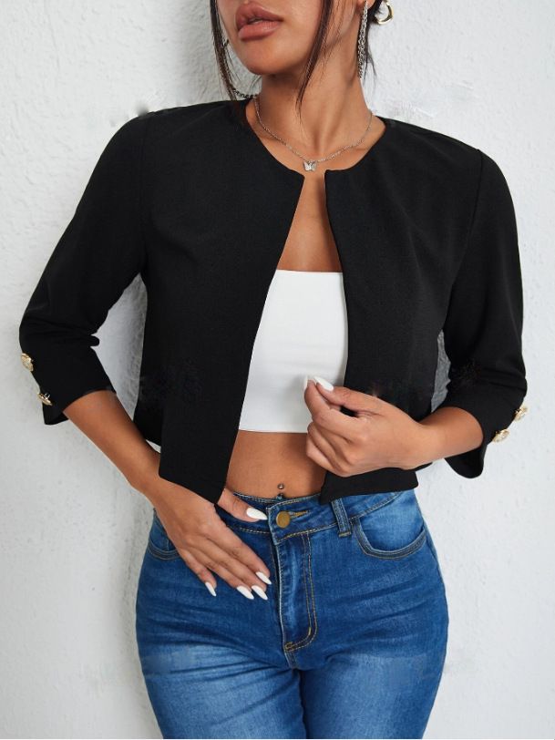Women's Clothing Fashion Casual Temperament Commuter Niche Top Round Neck Jacket _autovado.com