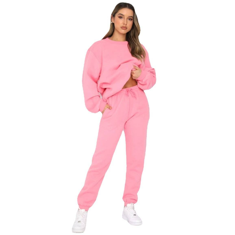 fashion suits for women long-sleeved loose round neck sweatshirt casual sports trousers_autovado.com