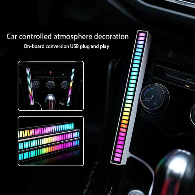 Pick Up Car Atmosphere Light, LED Voice Controlled With APP, Bluetooth RGB Color Computer Desktop Rhythm Sensing Light_autovado.com