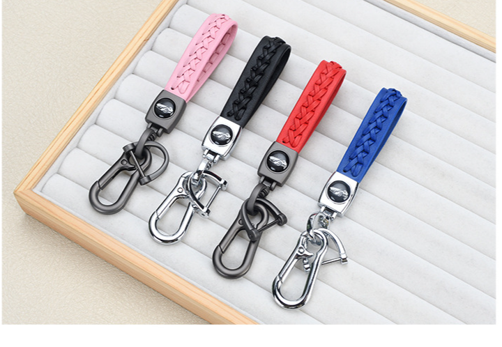 Lambskin Braided Car Keychain Hand Woven Rope Couple Keychain Car Metal Keychain_autovado.com
