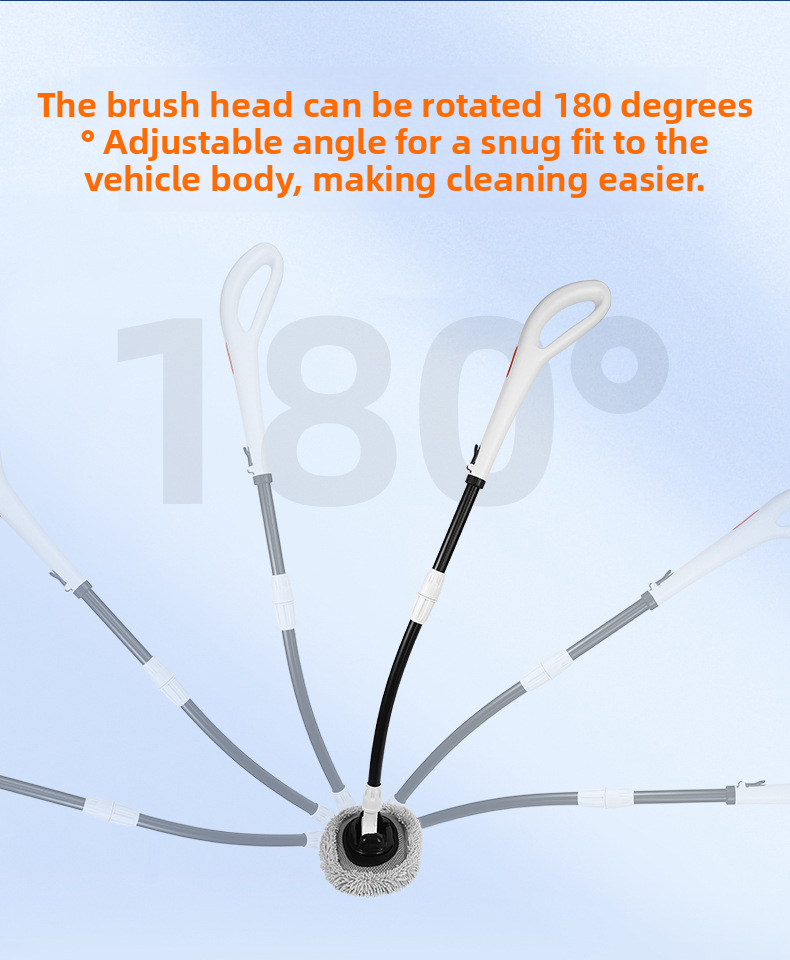 Wash Mop With Large Handle, Curved Rod, Labor-saving, Extendable, Detachable, Car Brush, Automotive Cleaning Tool_autovado.com
