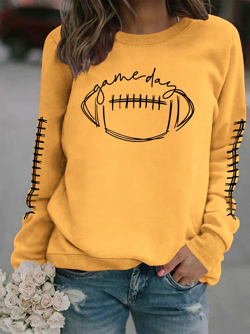 Women's Clothing new autumn game day print fashion sweater spot trend long sleeve_autovado.com