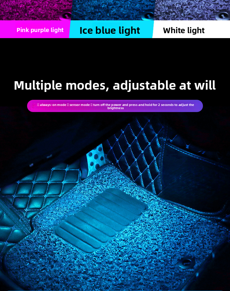 LED Ambient Car Interior Modification Decoration Wireless No Wiring Automatic Intelligent Sensor Footwell Light_autovado.com