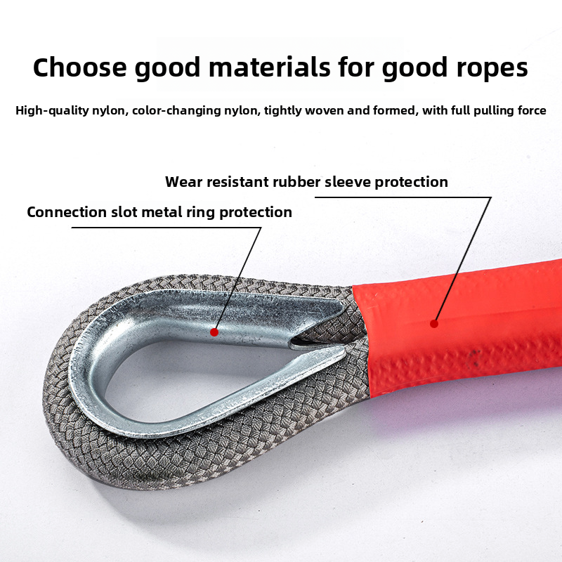 New Tow Outdoor Emergency Rescue Traction Thickened American Style Steel Buckle Nylon Car Rope_autovado.com