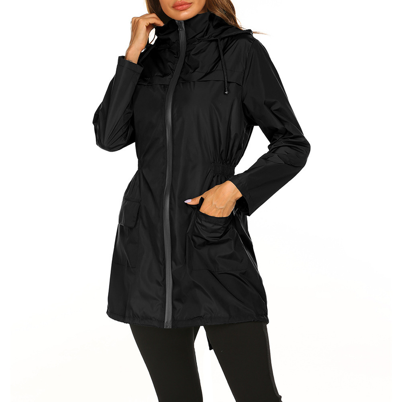 Women's New Outdoor Jacket Waist Hooded Lightweight Rainproof Clothing Raincoat Jacket Ready in Stock_autovado.com