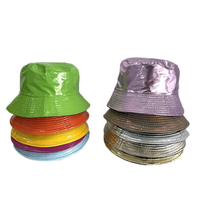 Hot Sale Fashion Shiny Hip-Hop Bucket for Women Men PU Leather Waterproof Panama Summer Fisherman Bob Sun Hat Fishing Cap_autovado.com