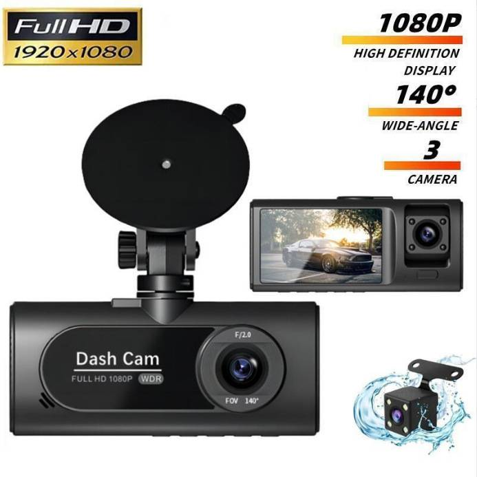 new V20 three-record driving recorder 1080p night vision three-lens WIFI recorder reversing visual_autovado.com