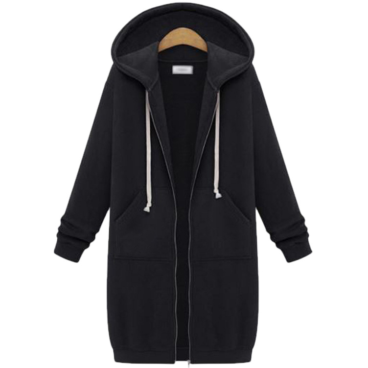 Women's Clothing Autumn and Winter Women's Clothing Hooded Long Sleeve Mid Length Sweater Fleece Long Coat_autovado.com