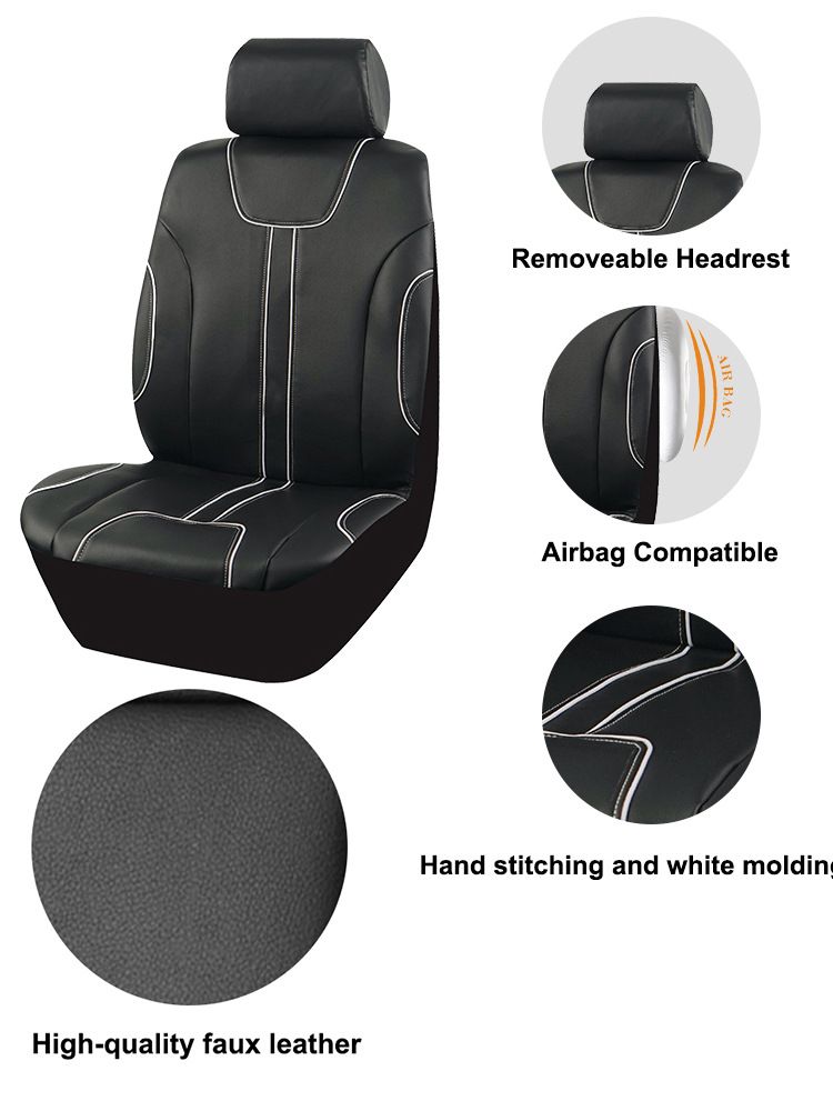 The new car seat cover classic black PVC inlay line design sense personality simple atmosphere_autovado.com