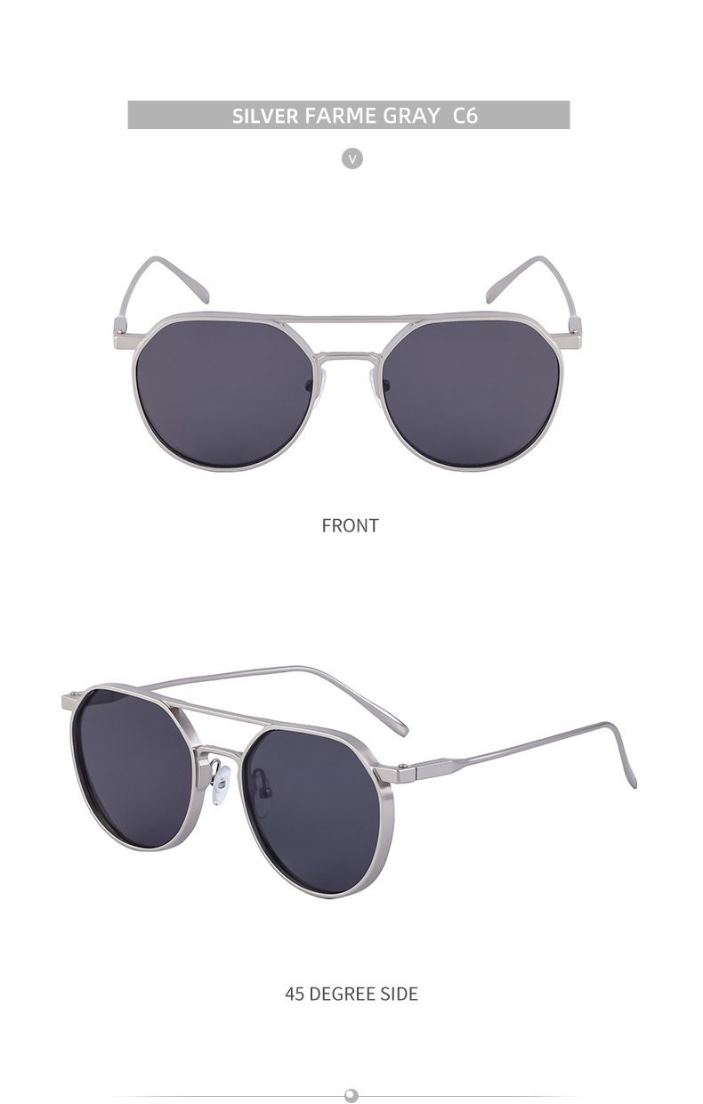 Unisex Vintage round frame sunglasses for men metal double beam driving sunglasses for men_autovado.com