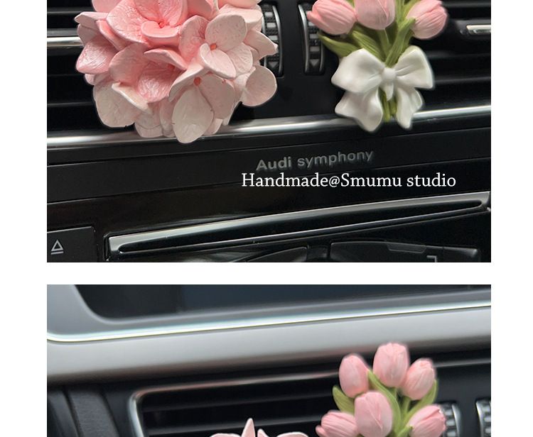 Pink Embroidered Ball Float Carrying Aromatherapy Stones Girls, Interior Accessories For Cars, Air Vents, Instagram_autovado.com