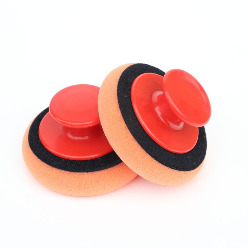 Red Handle Waxing Sponge Set, Manual Self-adhesive Polishing Brush, Car Wash, Beauty, Cleaning And Maintenance Products_autovado.com