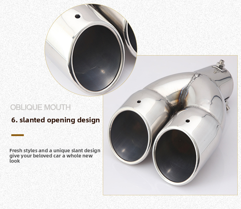 Cross-Border Hot-Selling Tail Thickened Stainless Steel Universal Model Blue Coated Slanted Double Row Car Exhaust Pipe_autovado.com