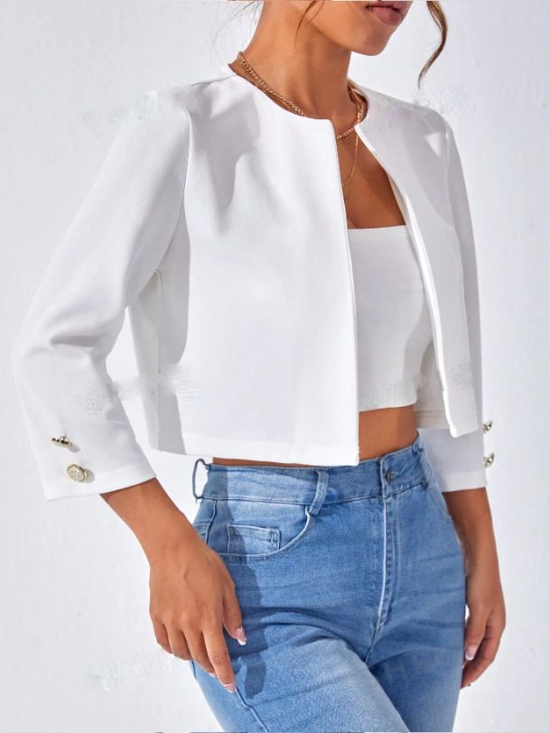 Women's Clothing Fashion Casual Temperament Commuter Niche Top Round Neck Jacket _autovado.com