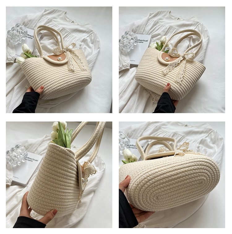 Chic Handbags 2024 New Woven Holiday Shoulder Bag Fashionable and Versatile Large-capacity Tote Bag Beach Bucket Bag_autovado.com