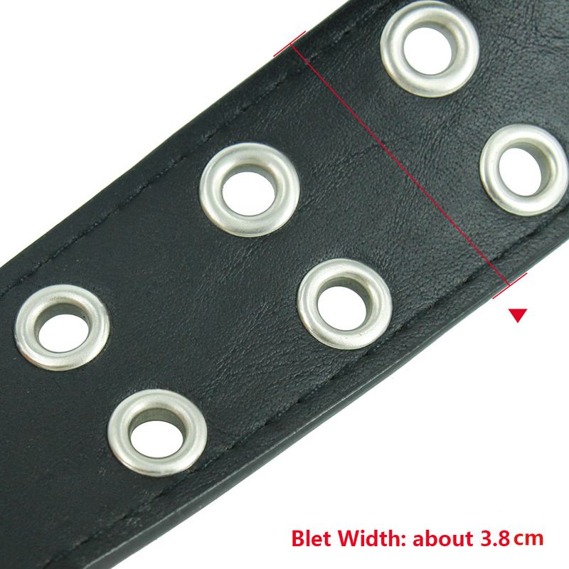 HOT Fashion Women Punk Chain Belt Adjustable Black DoubleSingle Eyelet Grommet Metal Buckle Leather Men Waistband For Jeans_autovado.com