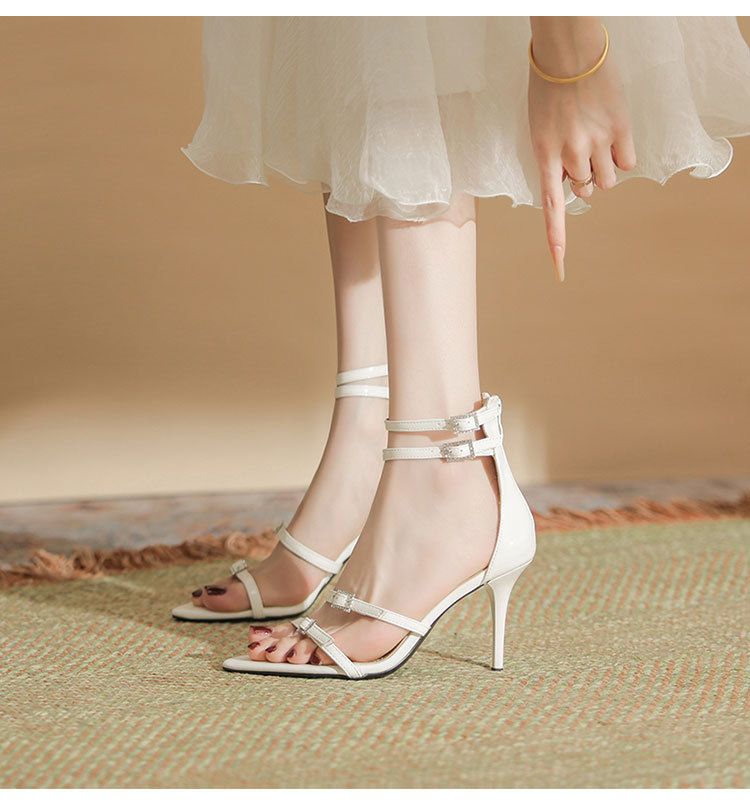 Women's fashion line with thin heel medium heel everything simple fairy high heel sandals_autovado.com