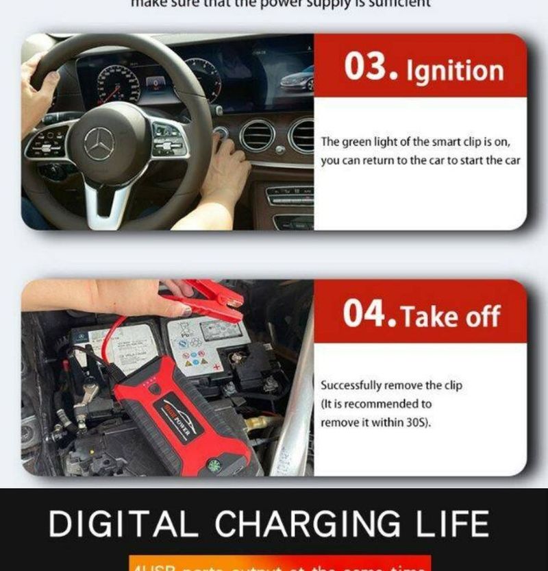 99800mAh 68800mAh 12v Car Jump Starter Powerbank Emergency Power Bank LED With Tire Pump Inflator 4 USB Phone Portable_autovado.com
