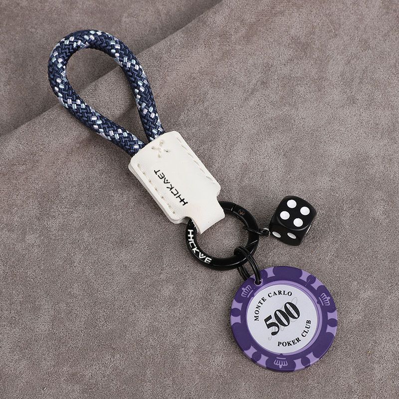 Chips Dice Cowhide Good Luck Car Keychain Original Bag Couple Pendant Personality High End Men And Women Pendant_autovado.com