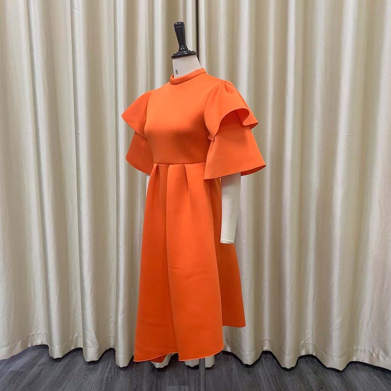 Women's Clothing women's new style double half turtleneck solid color large swing evening dress large size dress_autovado.com