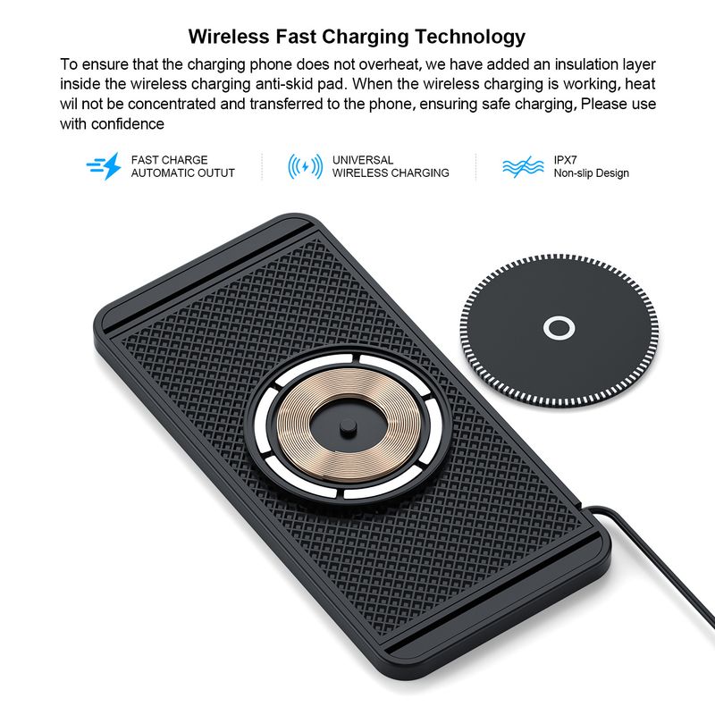 D10Mag Car Wireless Charger With Anti-Slip Mat For Magnetic Phones_autovado.com