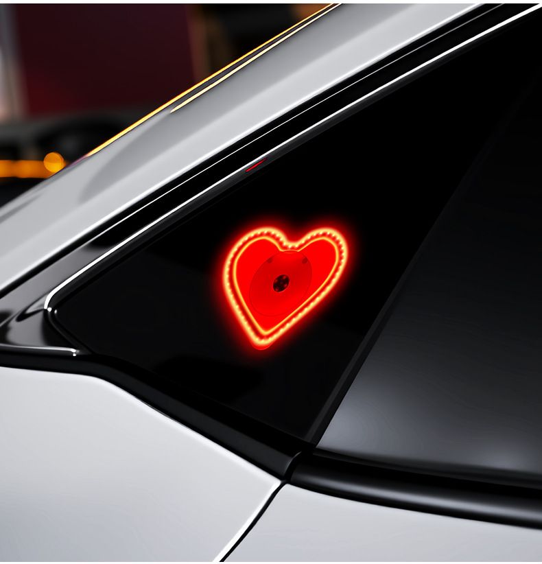 New Solar Heart Atmosphere Car Decorative Triangle Window Ambient Heart-shaped Neon Light_autovado.com