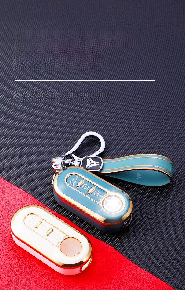 Applicable 3-key Fiat folding key case 500 Boyue Bravo Feixiang Iveco golden edge car key case_autovado.com