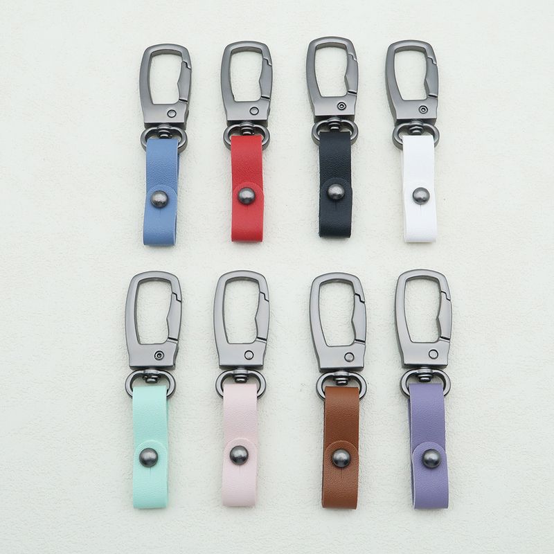 Square Metal Car Keychain Pendant Creative Simple Keychain Men's And Women's Leather Waist Keychain Accessories_autovado.com