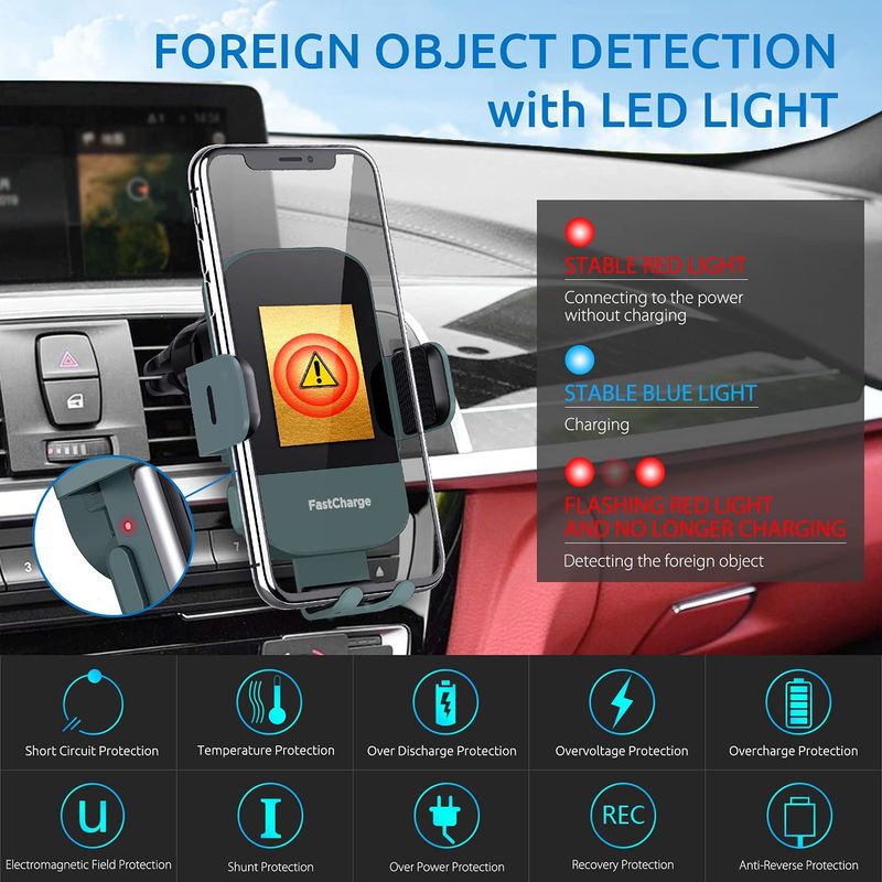 Car Wireless Charger 15W Fast Charging Automatic Clamping Car Charger Phone Holder Windshield_autovado.com