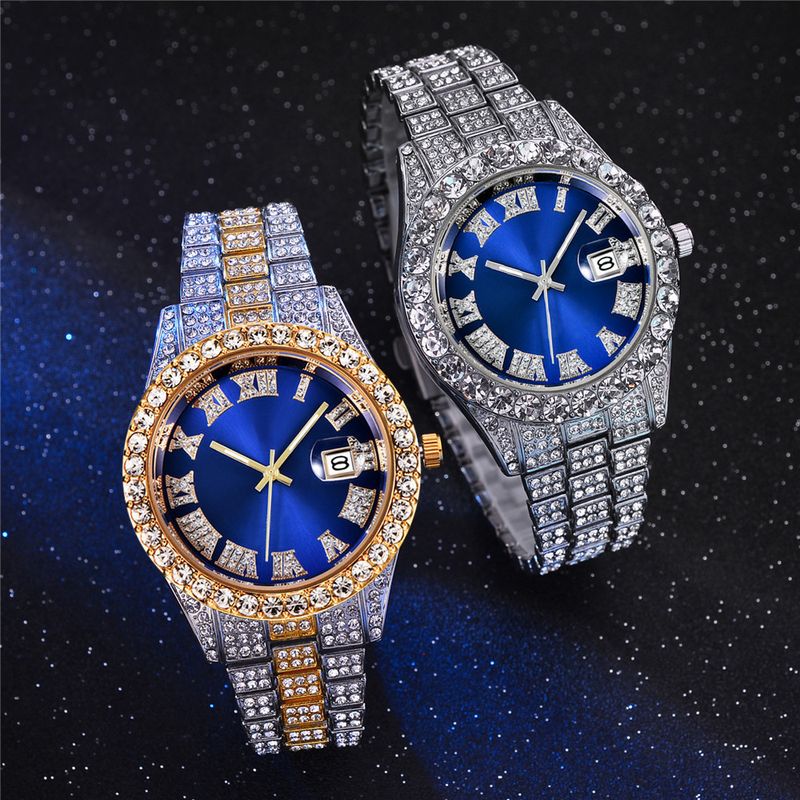 New men's steel belt quartz watch hip-hop business steel belt calendar men's full diamond men's watch men's_autovado.com