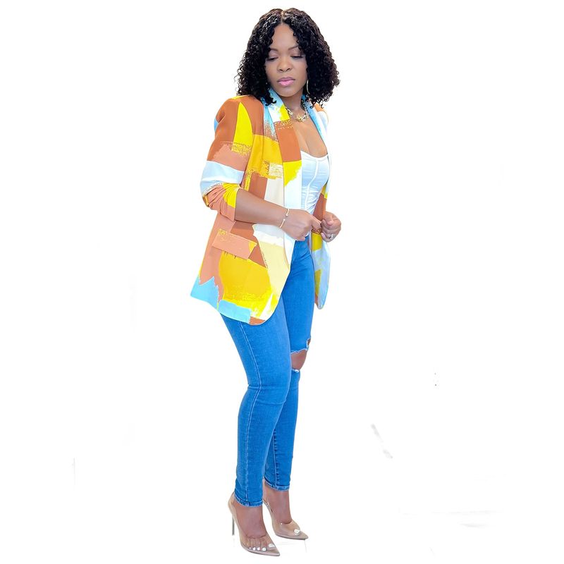 Women's Clothing Long-sleeved Printed Small Suit Small Jacket_autovado.com