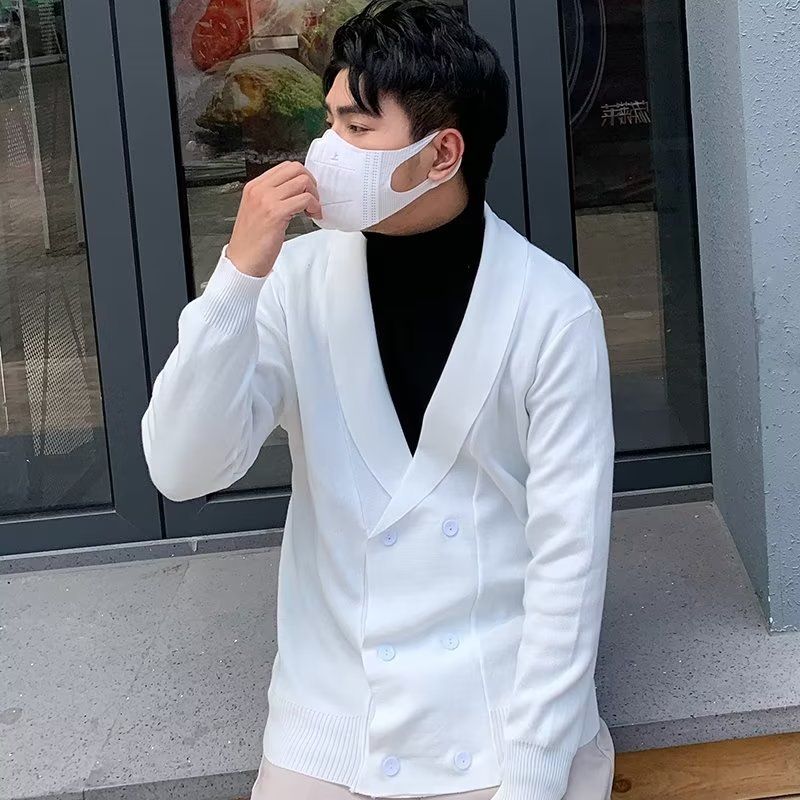 Men's Clothing fashion young men's cardigan V neck knitted sweater jacket autumn and winter style all match solid color large size tops_autovado.com