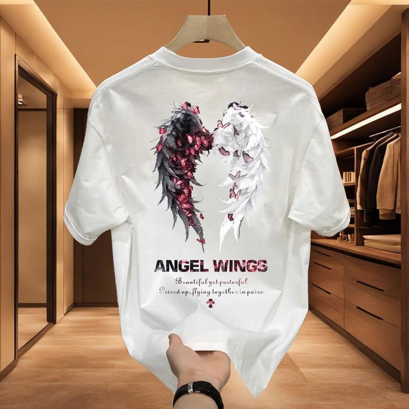 Men's Clothing style handsome heavy short sleeved T shirt for young men and women in summer new ins street loose round neck top_autovado.com