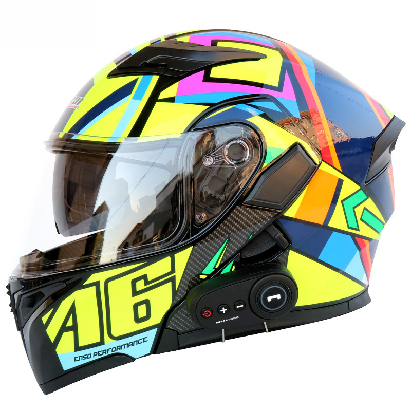 CoolQibao Electric Bluetooth Dual Lens Full Face Motorcycle Helmet With FM_autovado.com