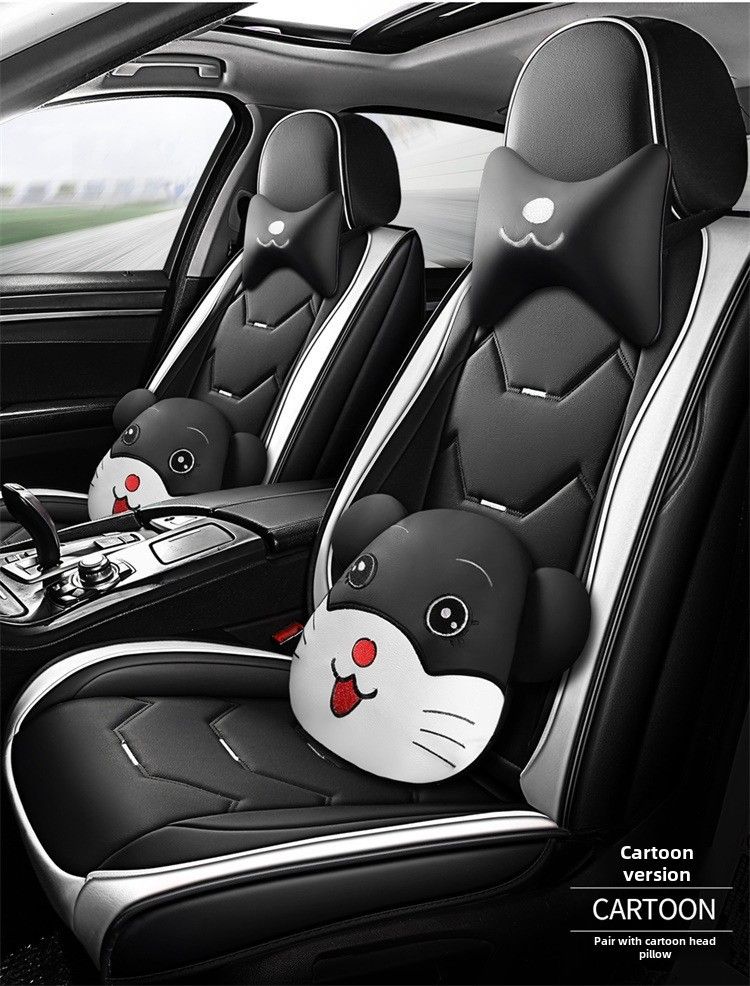 Car Cushion Four Seasons Suitable Cute All-inclusive Seat Cover Summer Full-enclosed Seat Cushion Goddess Leather Seat Cover New_autovado.com