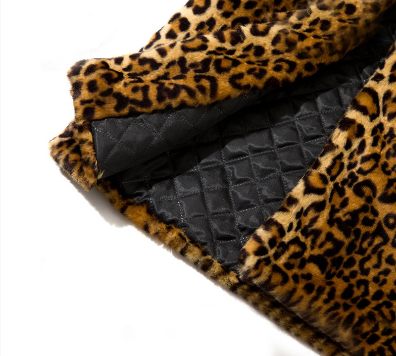 Women's fur coat women's mid-length suit collar sexy leopard print coat_autovado.com